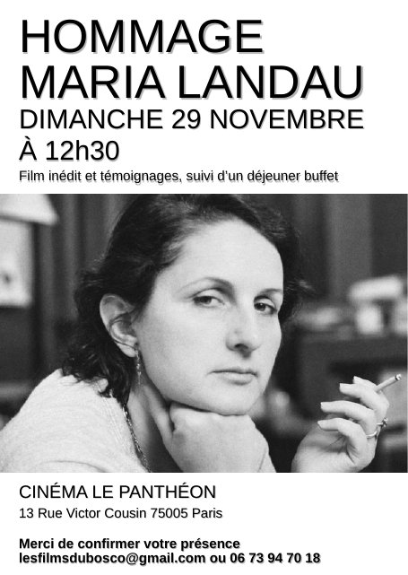 Invitation à l’hommage à Maria Landau, dimanche 29 novembre 2026